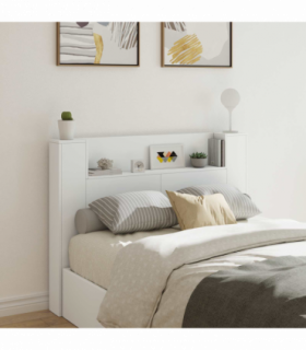 vidaXL Headboard Cabinet with LED White 140 x 16.5 x 103.5 cm