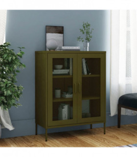 vidaXL Storage Cabinet Olive Green 80x35x101.5 cm Steel