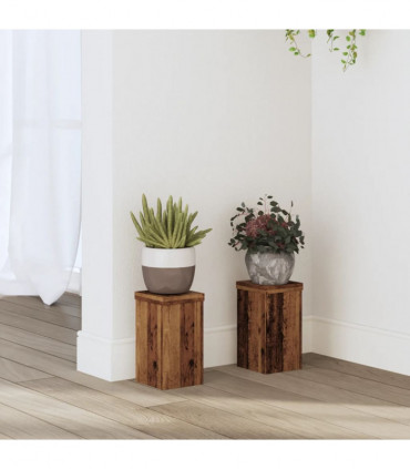 vidaXL Plant Stands 2 pcs Old Wood 10x10x18 cm Engineered Wood