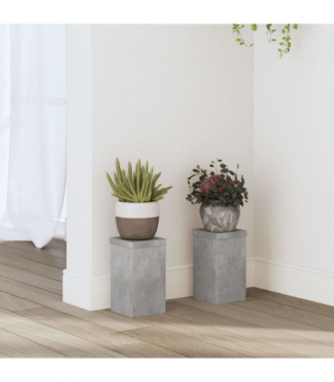 vidaXL Plant Stands 2 pcs Concrete Grey 10x10x18 cm Engineered Wood