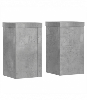 vidaXL Plant Stands 2 pcs Concrete Grey 10x10x18 cm Engineered Wood