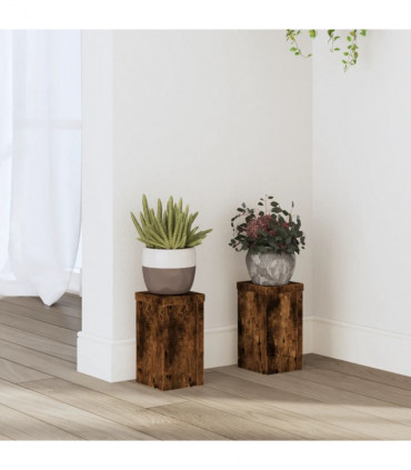 vidaXL Plant Stands 2 pcs Smoked Oak 10x10x18 cm Engineered Wood