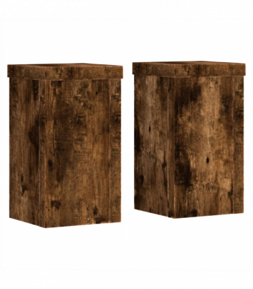vidaXL Plant Stands 2 pcs Smoked Oak 10x10x18 cm Engineered Wood