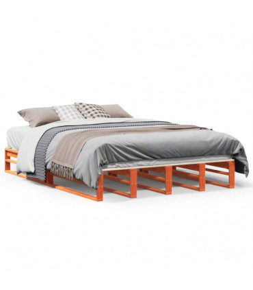 vidaXL Bed Frame Wax Brown 140x200 cm Solid Wood Pine