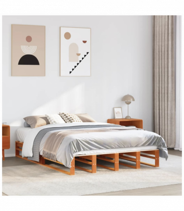 vidaXL Bed Frame Wax Brown 140x200 cm Solid Wood Pine