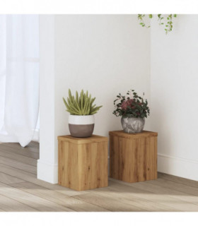 vidaXL Plant Stands 2 pcs Artisan Oak 15x15x20 cm Engineered Wood