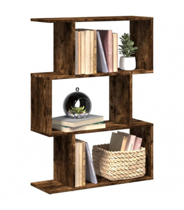 vidaXL Room Divider Bookcase 3-Tier Smoked Oak 70x24x97 cm Engineered Wood