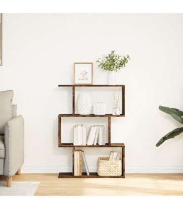 vidaXL Room Divider Bookcase 3-Tier Smoked Oak 70x24x97 cm Engineered Wood