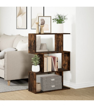 vidaXL Room Divider Bookcase 3-Tier Smoked Oak 70x24x97 cm Engineered Wood