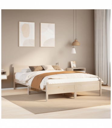 vidaXL Bed Frame without Mattress 150x200 cm King Size Solid Wood Pine