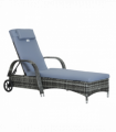 Adjustable Rattan Sun Lounger Outdoor Recliner w/ Cushion Garden Pool