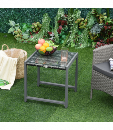 Rattan End Table Side Coffee Desk Outdoor Patio Garden Furniture