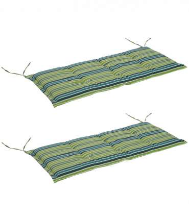 2 PCS Patio Bench Swing Chairs Garden Chairs 2 Seat Cushion Mat Strips Green