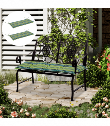 2 PCS Patio Bench Swing Chairs Garden Chairs 2 Seat Cushion Mat Strips Green