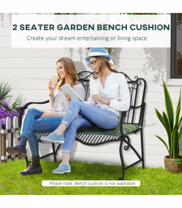 2 PCS Patio Bench Swing Chairs Garden Chairs 2 Seat Cushion Mat Strips Green