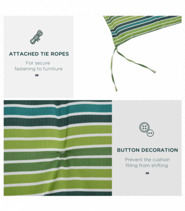 2 PCS Patio Bench Swing Chairs Garden Chairs 2 Seat Cushion Mat Strips Green