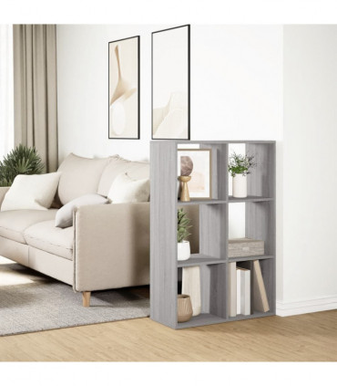 vidaXL Room Divider Bookcase Grey Sonoma 69.5x29x103.5 cm Engineered Wood