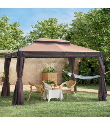 Metal Coffee 298cm (L) x 398cm (W) x 285cm (H) 3x4m Gazebo with Sidewalls