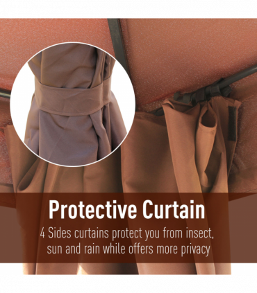 Metal Coffee 298cm (L) x 398cm (W) x 285cm (H) 3x4m Gazebo with Sidewalls