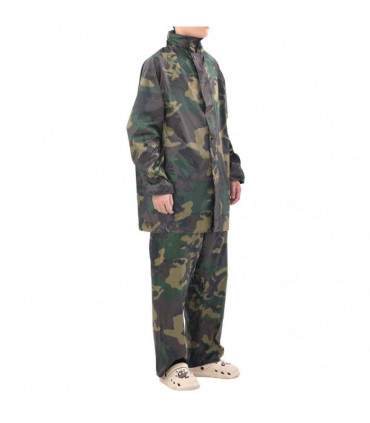Men's Camo Print 2-Piece Rain Suit with Hood XL
