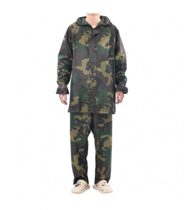 Men's Camo Print 2-Piece Rain Suit with Hood XL