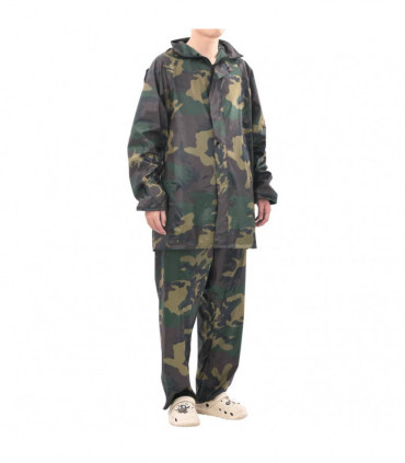 Men's Camo Print 2-Piece Rain Suit with Hood XL