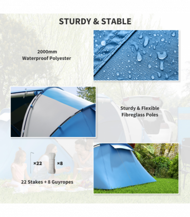 4-6 Persons Camping Tent Dome Family Travel Group Hiking Room Fishing Outsunny