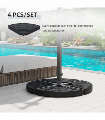 4Pc Portable Umbrella Base Parasol Stand Weights Holder Sand Water Filled