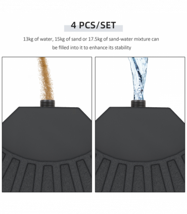 4Pc Portable Umbrella Base Parasol Stand Weights Holder Sand Water Filled