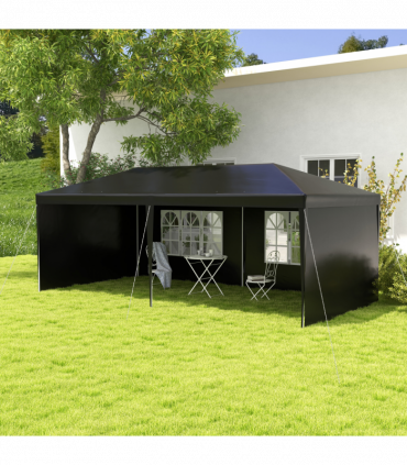 6m x 3m Garden Gazebo Marquee Canopy Party Tent Canopy Patio Black