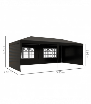 6m x 3m Garden Gazebo Marquee Canopy Party Tent Canopy Patio Black