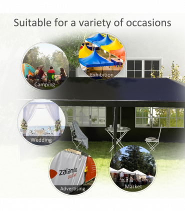 6m x 3m Garden Gazebo Marquee Canopy Party Tent Canopy Patio Black