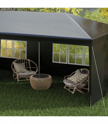 6m x 3m Garden Gazebo Marquee Canopy Party Tent Canopy Patio Black