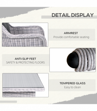 7 PCS Patio PE Rattan Wicker Dining Table Set Furniture w/ Tempered Glass