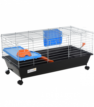 Cage Black 89L x 44W x 43H cm Small Animal Home for Rabbit Ferret Chinchilla