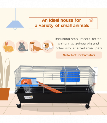 Cage Black 89L x 44W x 43H cm Small Animal Home for Rabbit Ferret Chinchilla