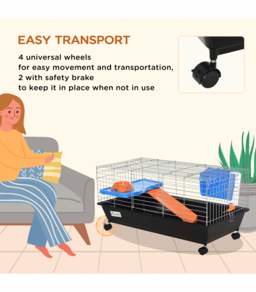 Cage Black 89L x 44W x 43H cm Small Animal Home for Rabbit Ferret Chinchilla