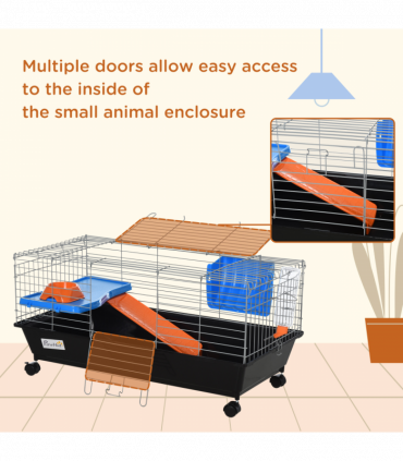 Cage Black 89L x 44W x 43H cm Small Animal Home for Rabbit Ferret Chinchilla