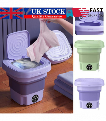 8L Portable Washing Machine Mini Washer Foldable Washer and Spin Dryer Travel UK Green