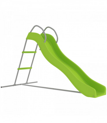 AIYAPLAY Freestanding Garden Wavy Slide for Kids with Climbing Ladder, Green