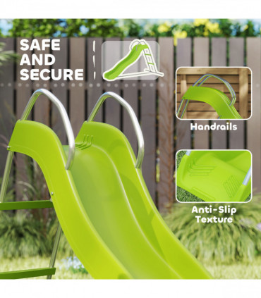 AIYAPLAY Freestanding Garden Wavy Slide for Kids with Climbing Ladder, Green