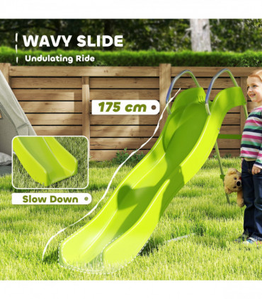 AIYAPLAY Freestanding Garden Wavy Slide for Kids with Climbing Ladder, Green