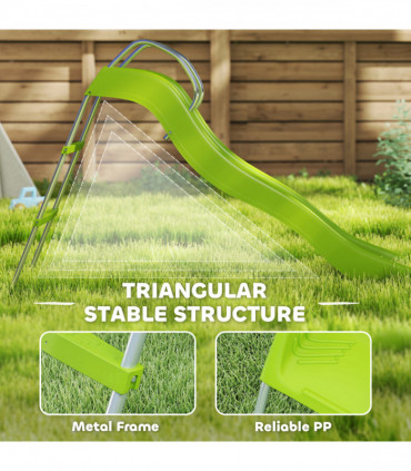 AIYAPLAY Freestanding Garden Wavy Slide for Kids with Climbing Ladder, Green