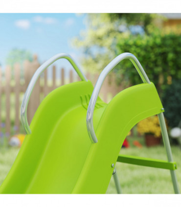 AIYAPLAY Freestanding Garden Wavy Slide for Kids with Climbing Ladder, Green