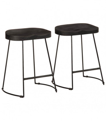 vidaXL Bar Stools 2 pcs Black 46x38x52 cm Solid Wood Mango