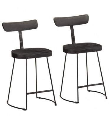 vidaXL Bar Stools 2 pcs Black 49x43x79 cm Solid Wood Mango