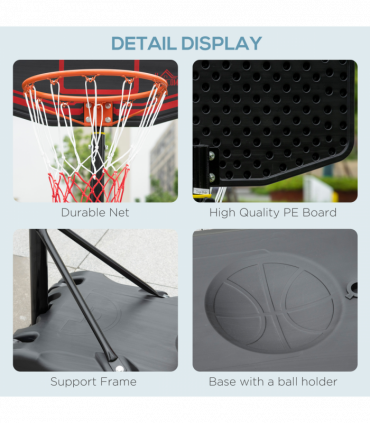 Adjustable Basketball Hoop Stand w/ Wheels, Stable Base HOMCOM