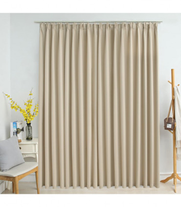 Blackout Curtain with Hooks Beige 290x245 cm