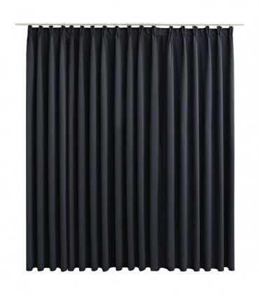 Blackout Curtain with Hooks Black 290x245 cm