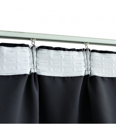 Blackout Curtain with Hooks Black 290x245 cm